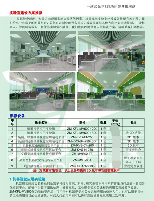 機器視覺(jué)實(shí)驗室建設方案（本科）